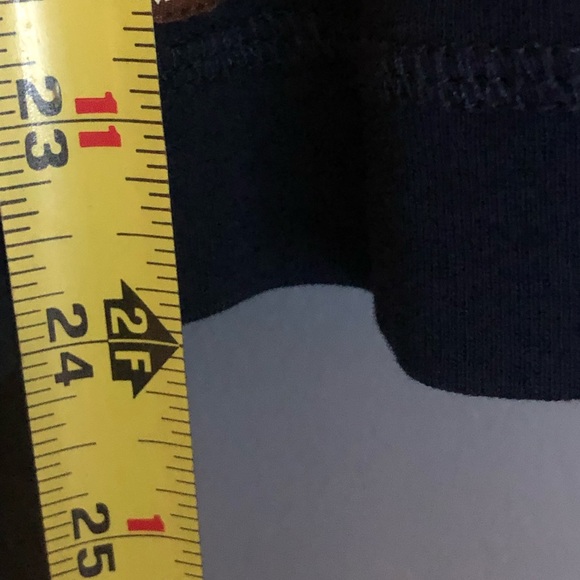 Lauren Ralph Lauren Large Long Sleeve Shirt Navy Blue Brown Faux Suede Accents - Picture 8 of 8